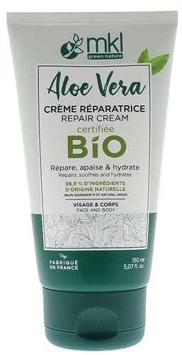 Crème réparatrice bio 3 en 1 aloe vera MKL Green Nature Hydratation