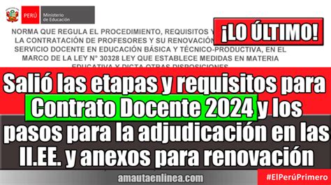 Minedu Publica Los 20 Anexos Para Contrato Docente 2024 Las Condiciones