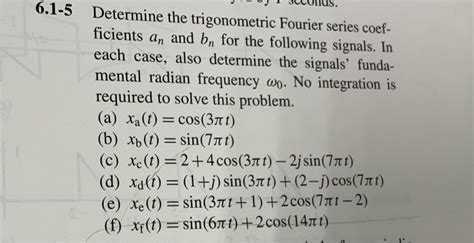 Solved 61 5 Determine The Trigonometric Fourier Series