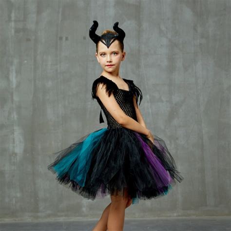 Girls Evil Queen Costume Halloween Tulle Tutu Dress | Unilovers