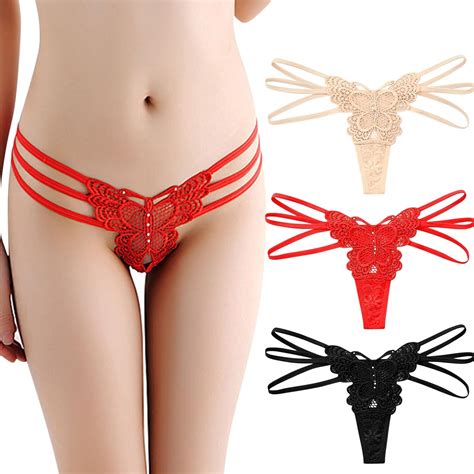 String Femme Sexy Chic Dentelle Hot Ouvert String en Dentelle pour Femme sous Vêtements Sexy