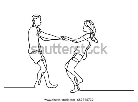 Continuous Line Drawing Loving Couple Having Stock Vector Royalty Free