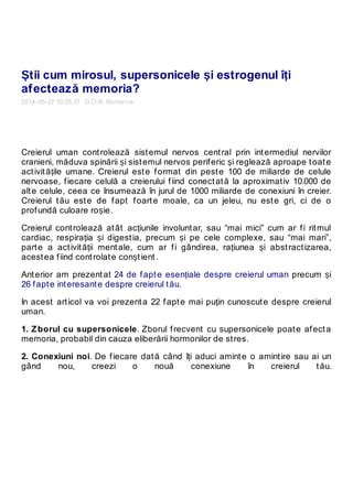 Stii Cum Mirosul Supersonicele I Estrogenul Iti Afecteaz Memoria Pdf