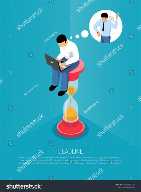 Isometric Concept Sand Clock Man Working Stock Vector Royalty Free 1119893552