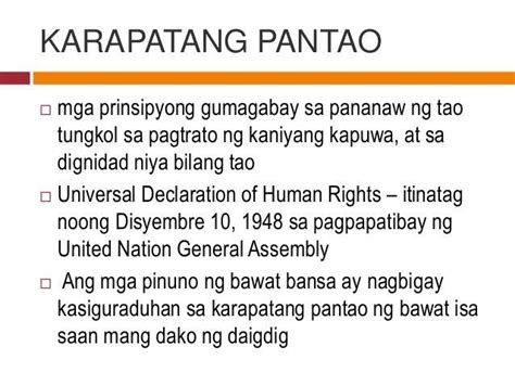 Ang Bawat Tao Ay May Karapatan Sa Buhay Kalayaan At Kapanatagan Ng