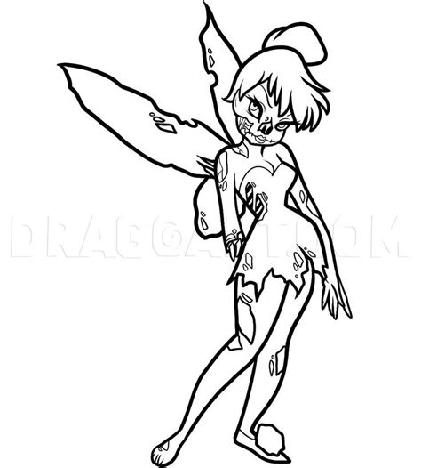 How To Draw Zombie Tinkerbell Zombie Tinkerbell Step By Step Drawing