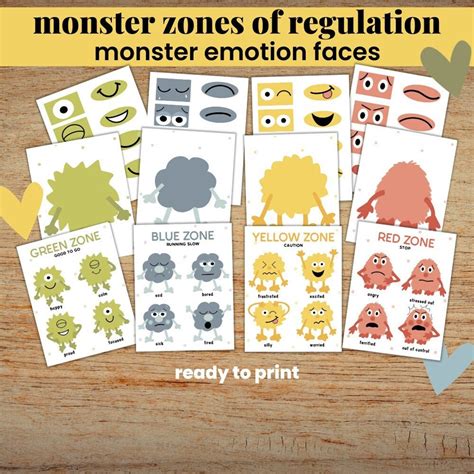 Zones Of Regulation Emotion Activity Monster Emotions Feelings Poster