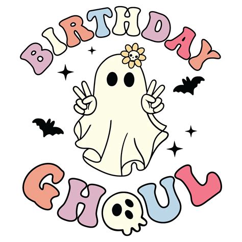 Halloween Birthday Ghoul SVG Groovy Halloween PNG Cute Ghost