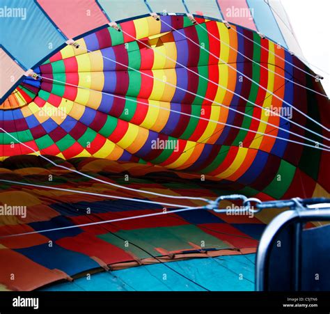 Interior Of A Multi Colored Hot Air Balloon Inflating Square Format