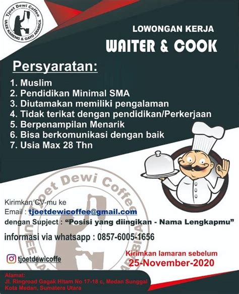 Lowongan Waiter Dan Koki Medan Atmago