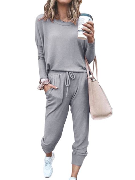 Piece Tracksuit Sets For Womens Sweatsuits Solid Color Pullover T