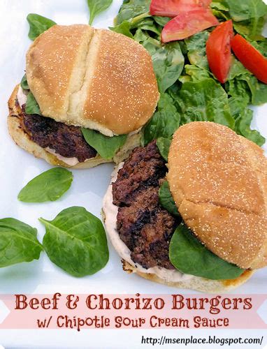 Ms Enplace Beef And Chorizo Burgers W Chipotle Sour Cream Sauce