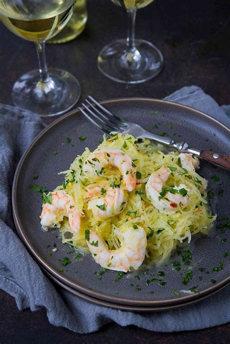 Shrimp Scampi Spaghetti Squash Recipe Low Carb Dinner