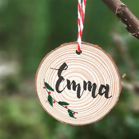 Rustic Personalised Wooden Christmas Ornament Etsy