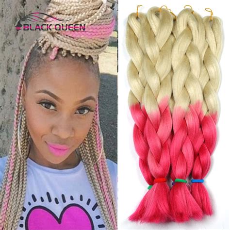 Platinum Blonde Pink 100Grams 24Inch Ombre Two Tone Crochet Braids