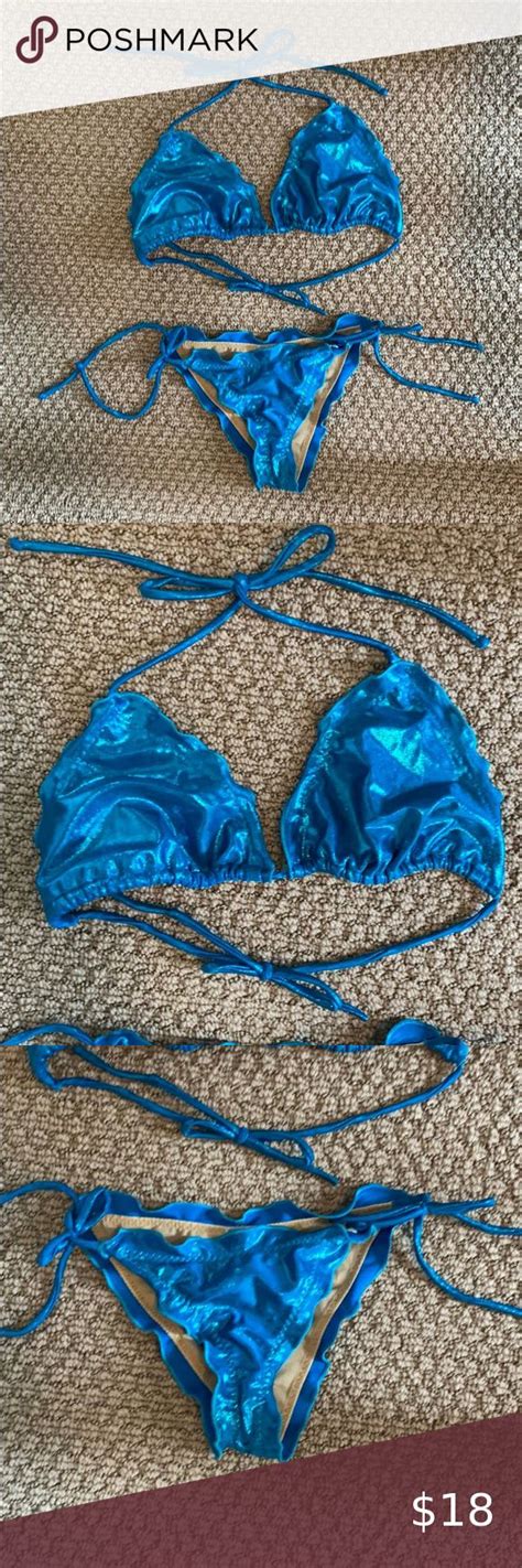 Metallic Sea Blue Triangle Bikini Blue Triangle Bikini Triangle