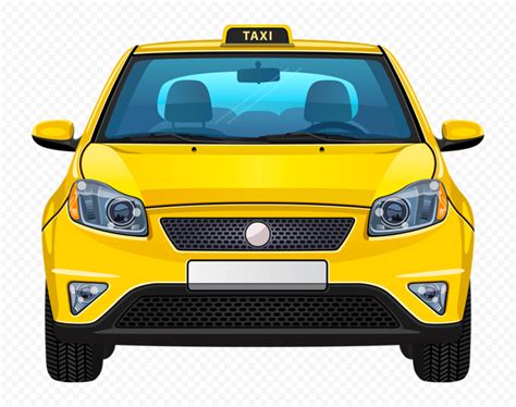 Cartoon Yellow Cab Taxi Car Front View PNG Citypng