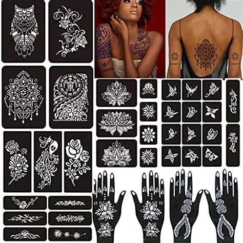 Henna Tattoo Stencil Women Large Temporary Tattoo Templates Body Art Designs Self Adhesive