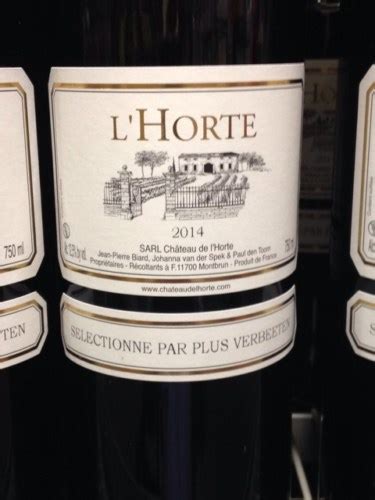 Ch Teau De L Horte S Lectionn Par Plus Verbeeten Vivino Us