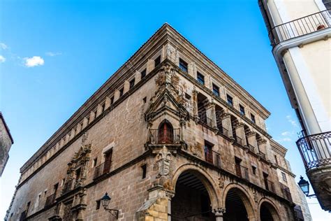 Renaissance Palace In The Plaza Mayor Of Trujillo In Caceres Stock