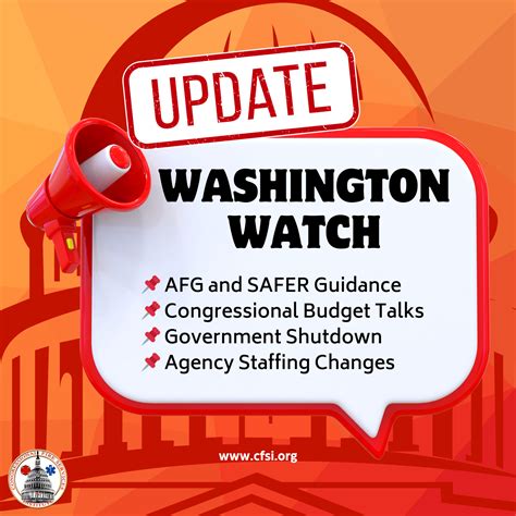 CFSI Washington Watch: AFG/SAFER Guidance Issued, Government Funding