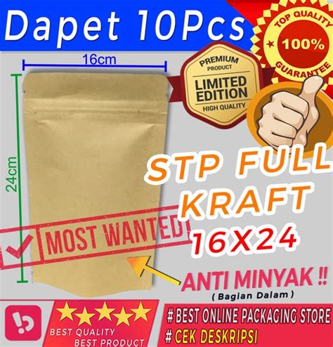 Jual STANDING POUCH KLIP KRAFT FULL 500GR PLASTIK BERDIRI JENDELA