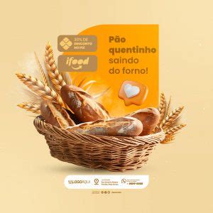 Padaria Pão Quentinho Saindo do Forno Social Media PSD Editável