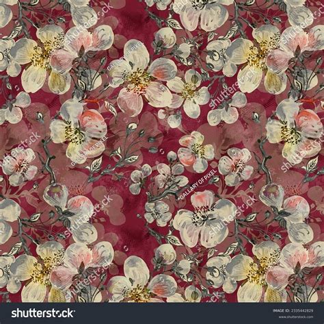 Seamless Pattern Beautiful Flowers Design Stock Illustration 2335442829