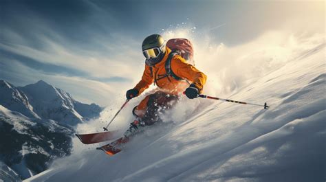 Man skiing down snowy mountain 29564601 Stock Photo at Vecteezy