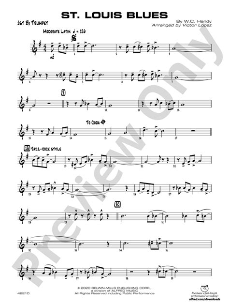 St Louis Blues 1st B Flat Trumpet 1st B Flat Trumpet Part Digital