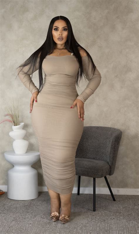 Nude Mesh Dress With Strings Thavefashion