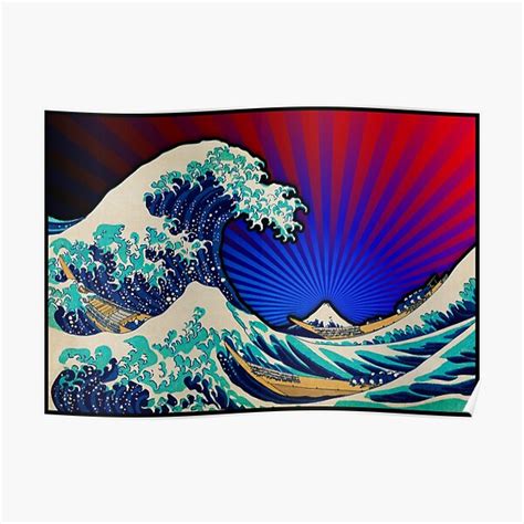 Retro Print The Great Wave Off Kanagawa Poster For Sale By I7creative Redbubble