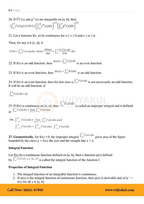 Class 12th Math Application Of Integrals Formulas Cbse 2023