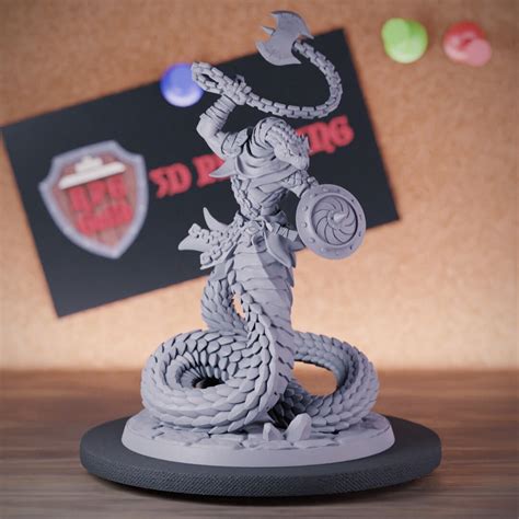 Naga Barbarian Miniature Fighter Snake Guardian Mini Dungeons And