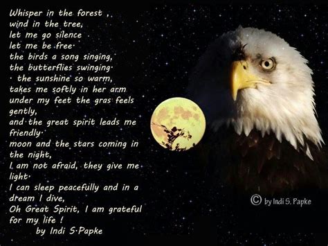 an eagle with a full moon in the background and poem written on it's side