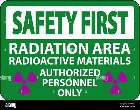 Radiation Safety First Sign Caution Radiation Area Radioactive