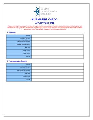 Fillable Online Marine Cargo Insurance Proposal Form Fax Email