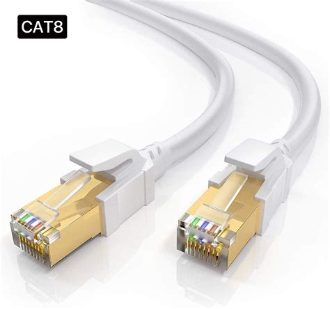 Loyinlo Cat8 Ethernet Cable Pc Gaming White 3ft 2pack 26awg Lastest 40gbps 2000mhz Sftp Patch