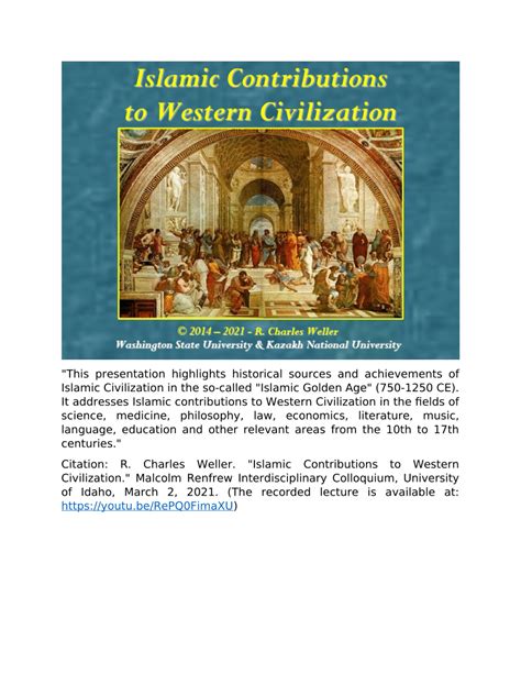 Pdf Islamic Contributions To Western Civilization