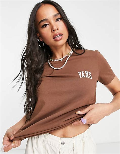 Exclusivité Asos Vans T Shirt Effet Rétréci à Logo Marron Asos