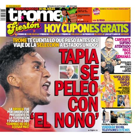 PORTADA TROME 13 DE JUNIO DEL 2024 TAPIA SE PELEÓ CON EL NONO