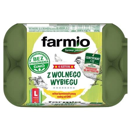 Farmio Jaja z wolnego wybiegu od kur karmionych paszą wolną od GMO L 6