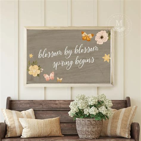 Blossom By Blossom Then Spring Begins Spring Wall Art Wood Framed Sign