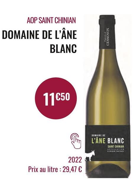 Promo Domaine de lâne blanc aop saint chinian chez Nicolas