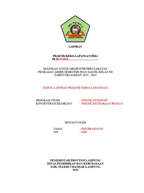 Contoh Penulisan Laporan Pkl Pdf