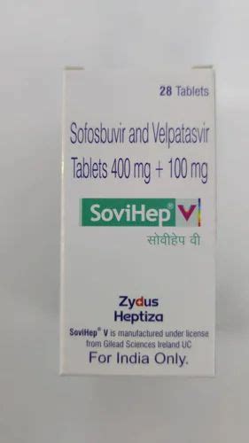 Sofosbuvir And Velpatasvir 400 100 Mg Sovihep V Tablets Packaging