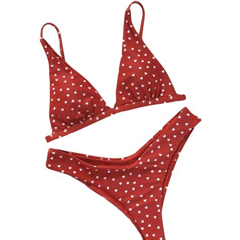 Vrouwen Liefde Afdrukken Set Push Up Bh Beach Biki Grandado