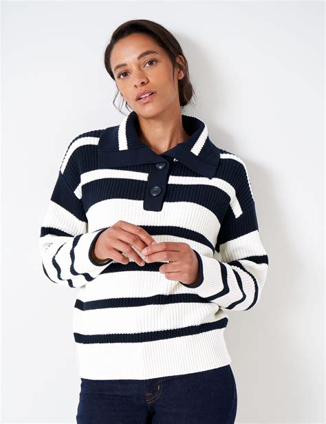 Pure Cotton Striped Collared Jumper Crew Clothing Mands