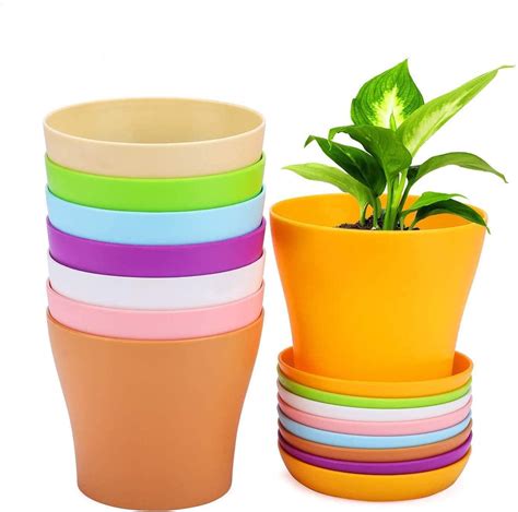 Casewin Pcs Small Plant Potscolorful Plastic Flower Pots Outdoor