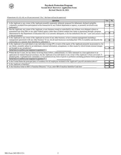 SBA Form 2483 SD PPP Second Draw Borrower Application Form Origin